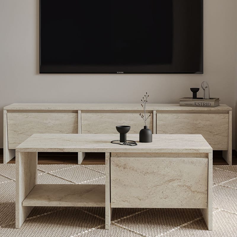 Crala Vardagsrumsmöbelset 160x40x35 cm - Travertin - Möbler - Möbelset - Möbelset för vardagsrum