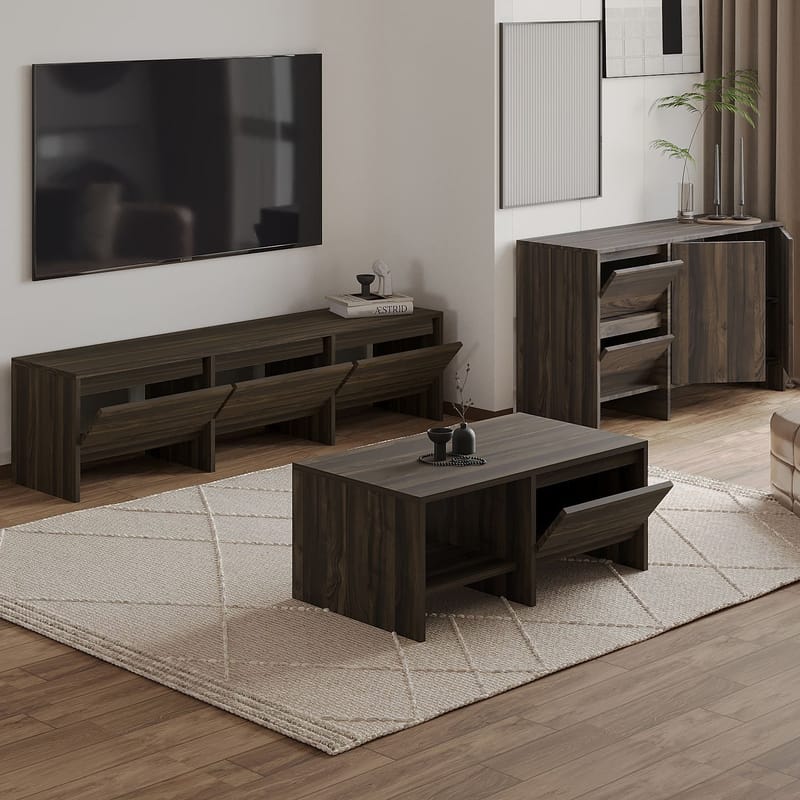 Crala Vardagsrumsmöbelset 160x40x35 cm - Valnöt - Möbler - Möbelset - Möbelset för vardagsrum