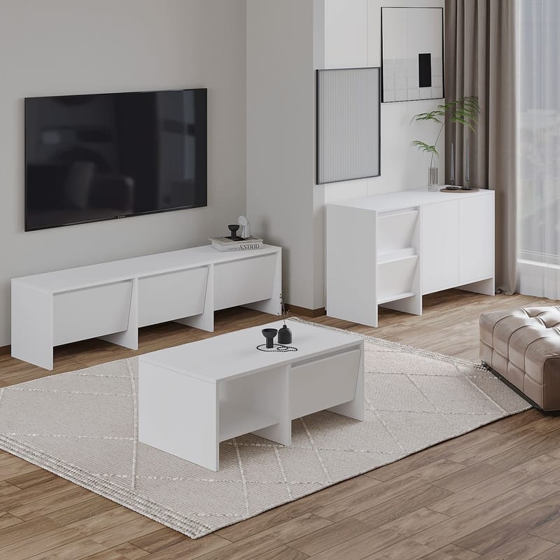 Crala Vardagsrumsmöbelset 160x40x35 cm - Vit - Möbler - Möbelset - Möbelset för vardagsrum