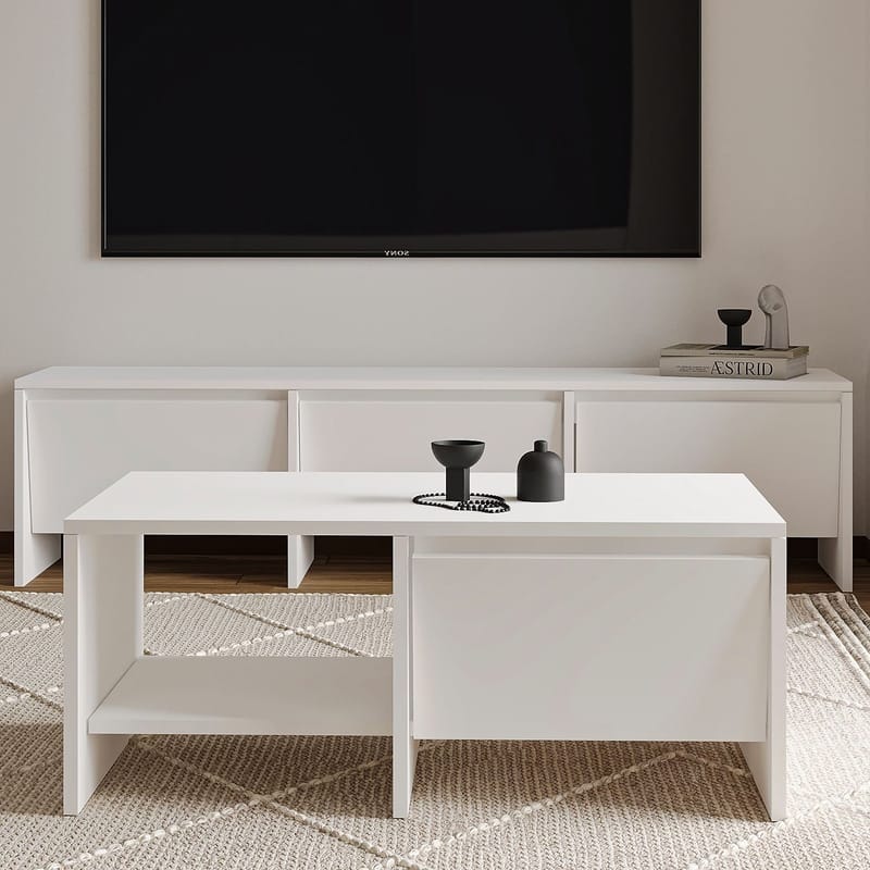 Crala Vardagsrumsmöbelset 160x40x35 cm - Vit - Möbler - Möbelset - Möbelset för vardagsrum