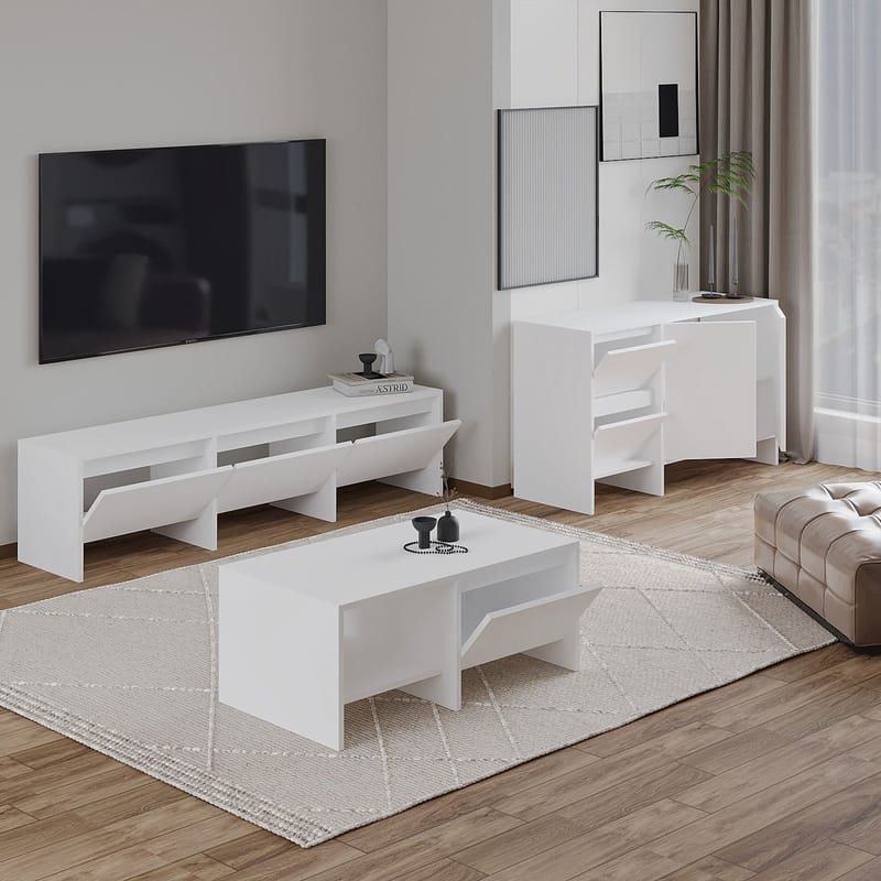 Crala Vardagsrumsmöbelset 160x40x35 cm - Vit - Möbler - Möbelset - Möbelset för vardagsrum