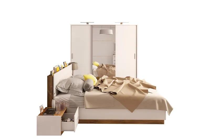 Dentrona Möbelset För Sovrum, Beige/Grå