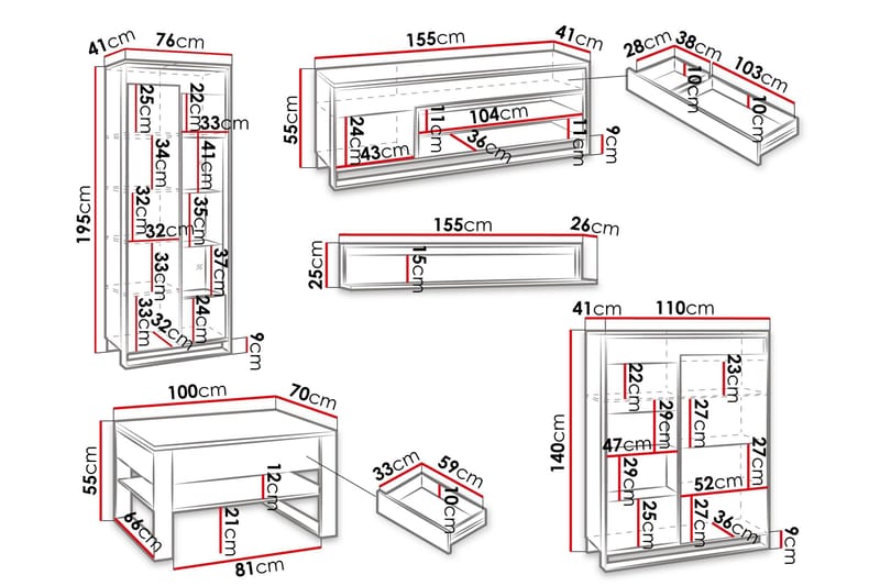 Dorana Möbelset För Vardagsrum - Brun/Svart - Möbler - Möbelset - Möbelset för vardagsrum