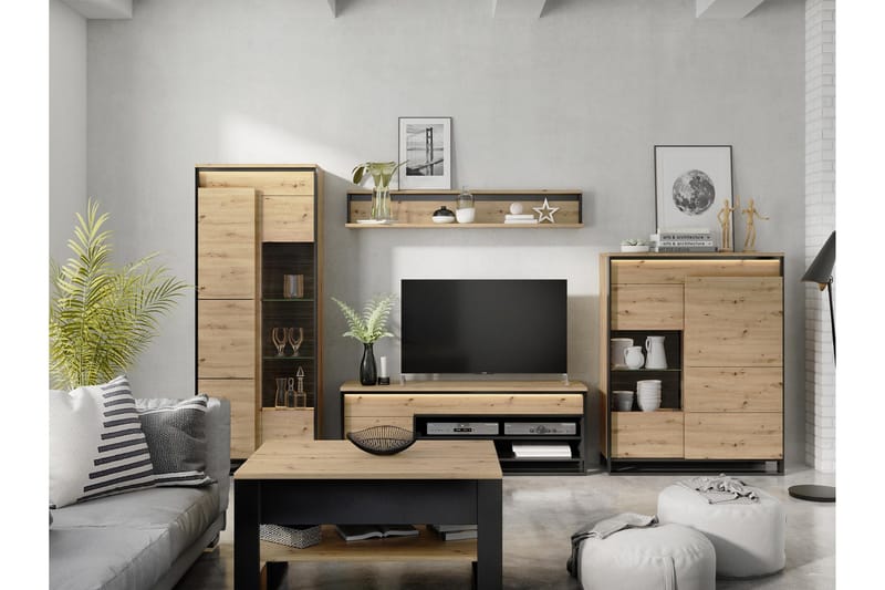 Dorana Möbelset För Vardagsrum - Brun/Svart - Möbler - Möbelset - Möbelset för vardagsrum