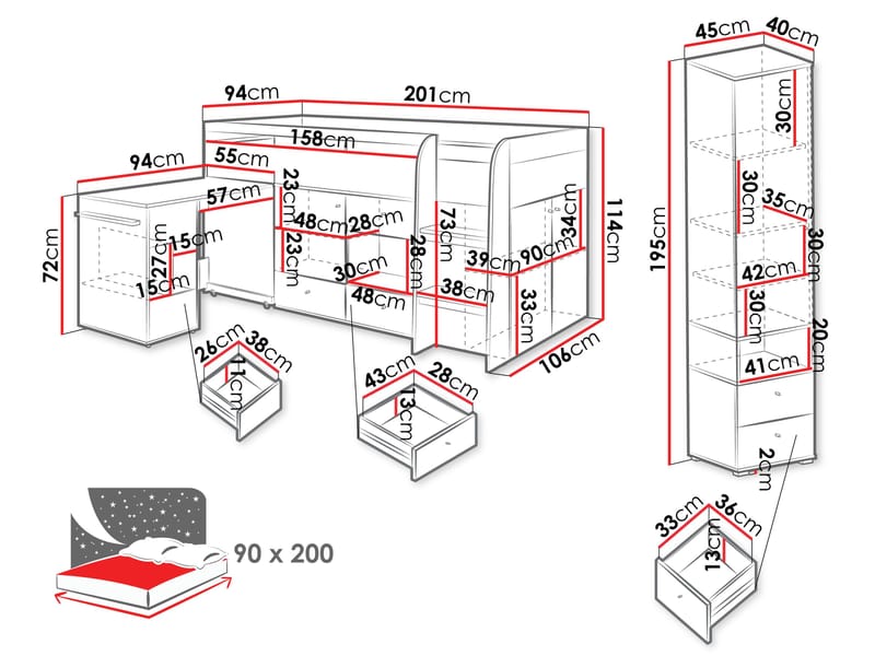 Edson Möbelset för Sovrum - Möbler - Möbelset - Möbelset för sovrum
