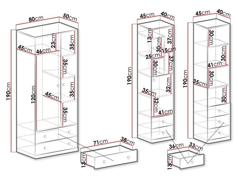 Elvaren Möbelset Garderob och Bokhylla - Möbler - Möbelset - Möbelset för vardagsrum