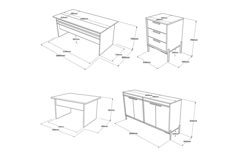 Enor Möbelset För Kontor - Silver/Antracit - Möbler - Möbelset - Möbelset för kontor