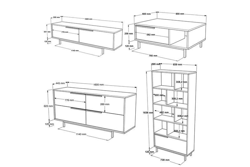 Erhan Möbelset För Vardagsrum - Vit - Möbler - Möbelset - Möbelset för vardagsrum