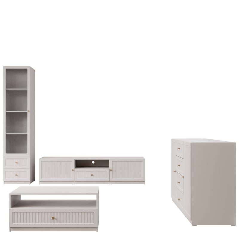 Fayric Möbelset För Vardagsrum, Beige