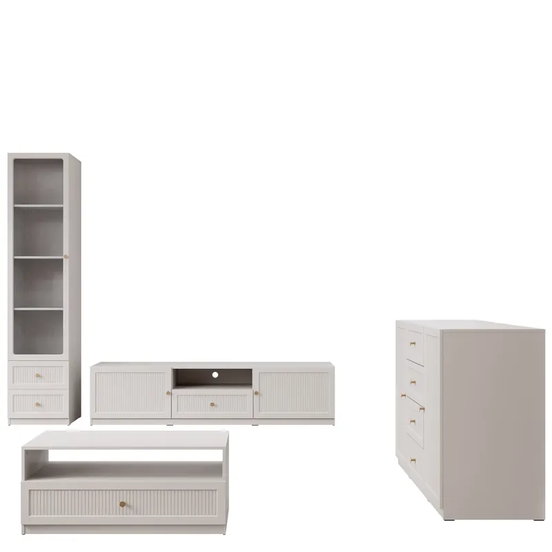 Fayric Möbelset För Vardagsrum, Beige