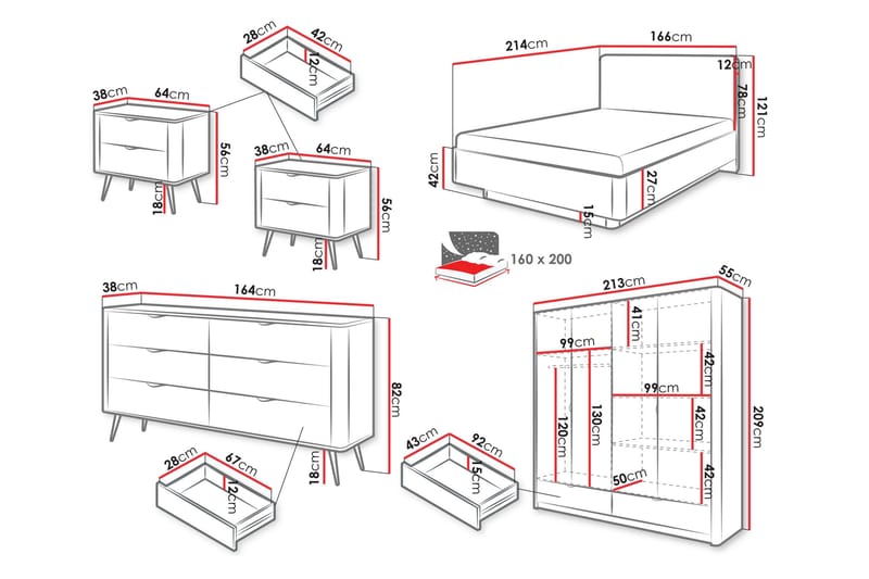 Forba Möbelset För Sovrum - Beige - Möbler - Möbelset - Möbelset för sovrum