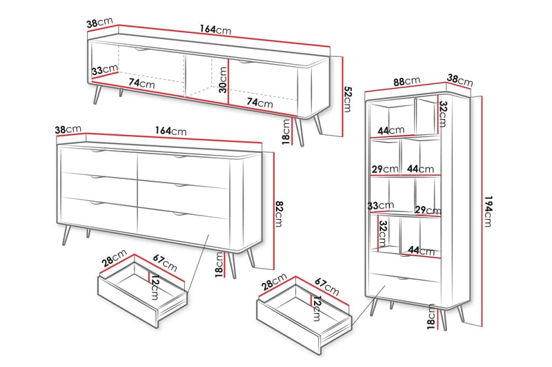 Forba Möbelset För Vardagsrum - Svart - Möbler - Möbelset - Möbelset för vardagsrum
