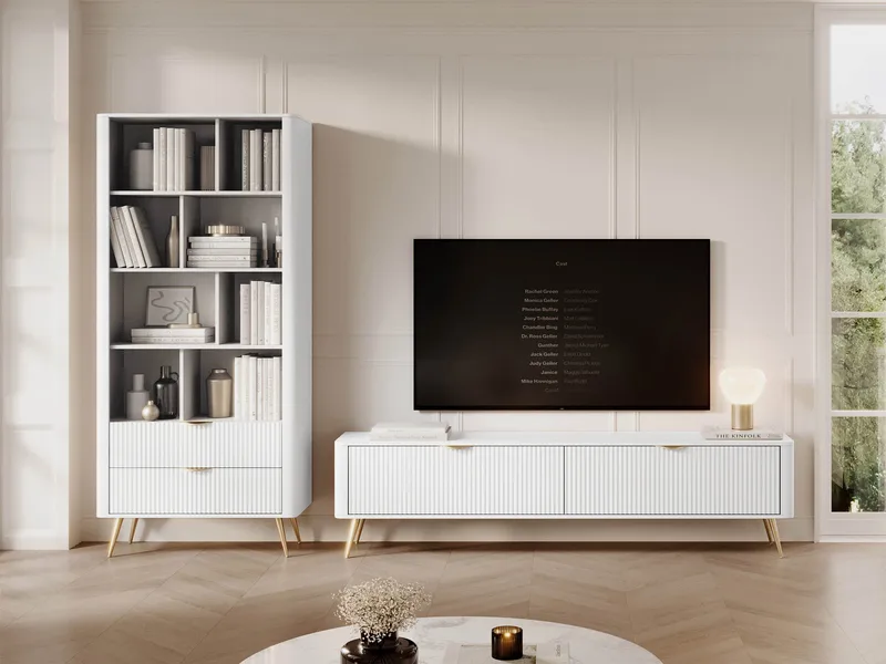 Forba Möbelset vardagsrum - tv-bänk och bokhylla - vit - Möbler - Möbelset - Möbelset för vardagsrum