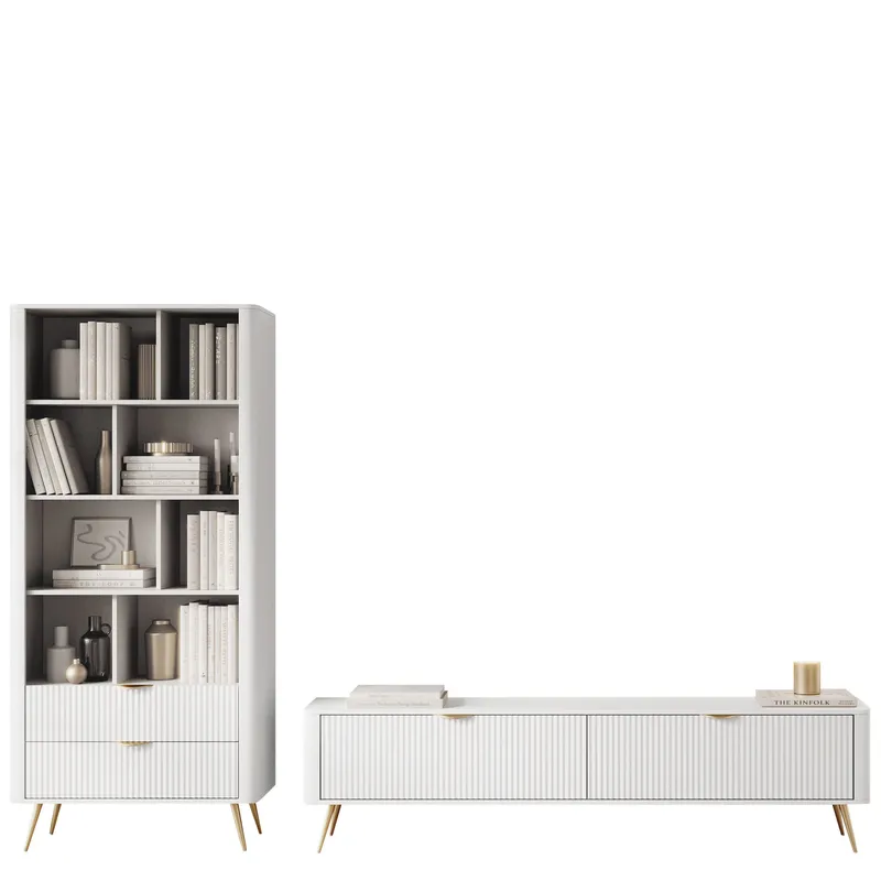 Forba Möbelset vardagsrum - tv-bänk och bokhylla, vit