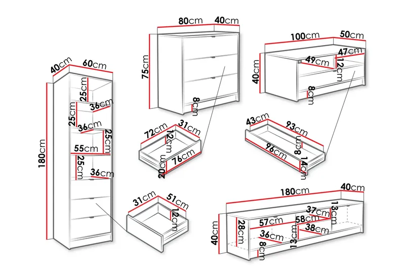 Gudelia Möbelset För Vardagsrum - Svart - Möbler - Möbelset - Möbelset för vardagsrum