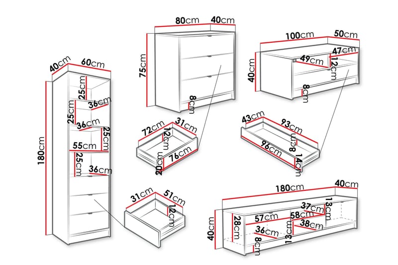 Gudelia Möbelset För Vardagsrum - Svart - Möbler - Möbelset - Möbelset för vardagsrum