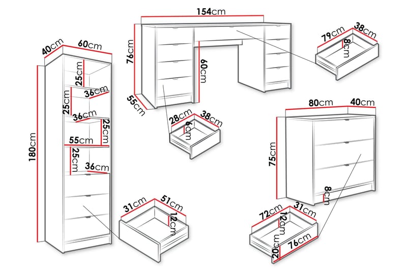 Gudelia Möbelset För Vardagsrum - Svart - Möbler - Möbelset - Möbelset för vardagsrum