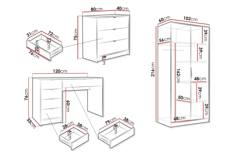 Gudelia Möbelset För Vardagsrum - Vit - Möbler - Möbelset - Möbelset för vardagsrum