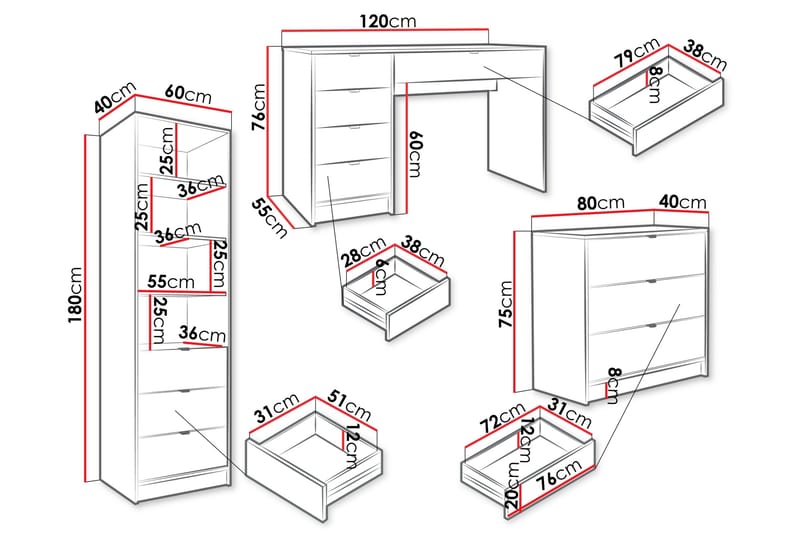 Gudelia Möbelset För Vardagsrum - Vit - Möbler - Möbelset - Möbelset för vardagsrum