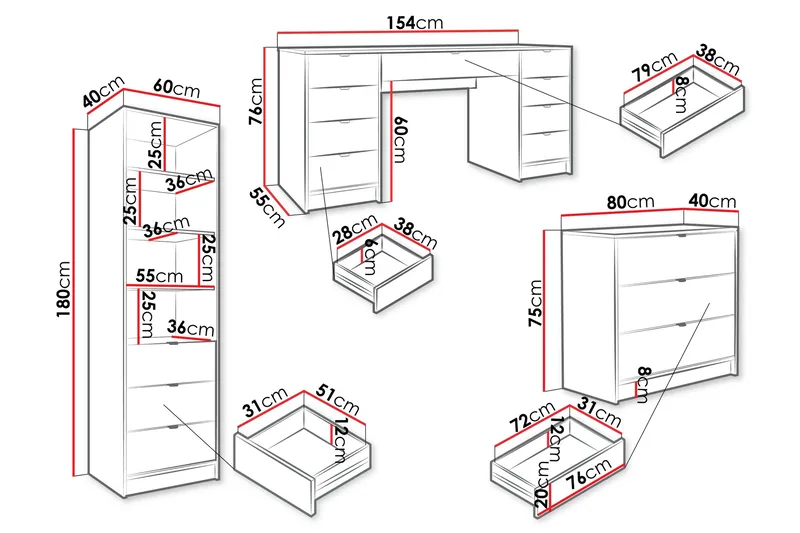 Gudelia Möbelset För Vardagsrum - Vit - Möbler - Möbelset - Möbelset för vardagsrum