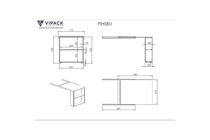 Halvhöjdssäng med skrivbord 4-dörrars skåp vägghylla och 2-dörrars skåp Pino - Möbler - Möbelset - Möbelset för sovrum