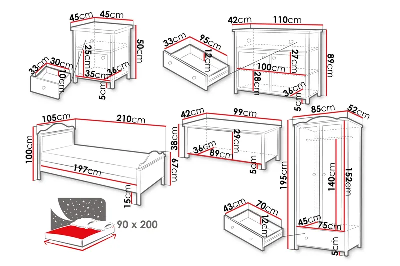 Hilts Möbelset För Sovrum - Brun/Beige - Möbler - Möbelset - Möbelset för sovrum