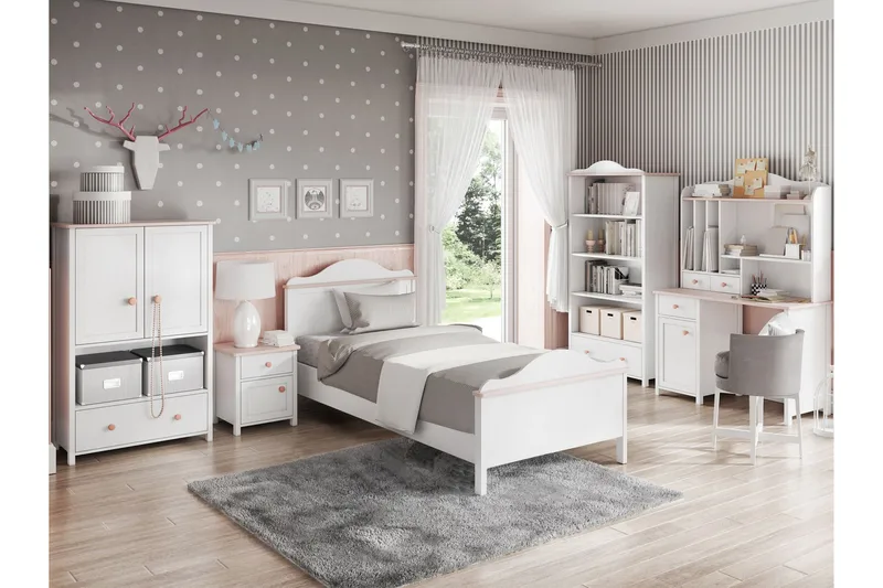 Hilts Möbelset För Sovrum - Vit/Rosa - Möbler - Möbelset - Möbelset för sovrum