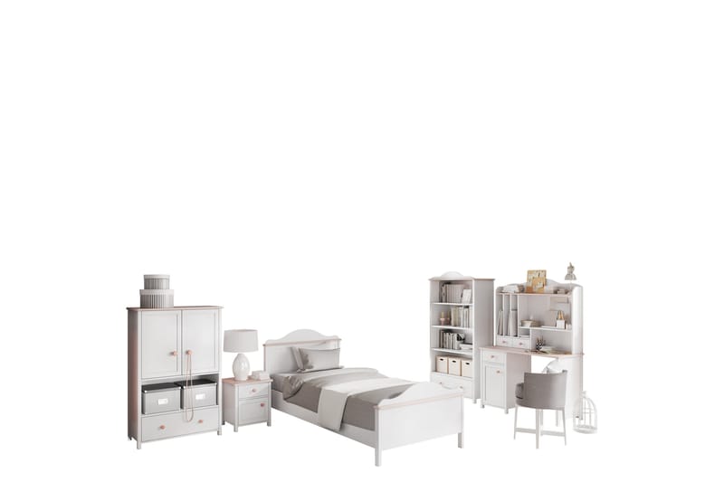 Hilts Möbelset För Sovrum, Vit/Rosa