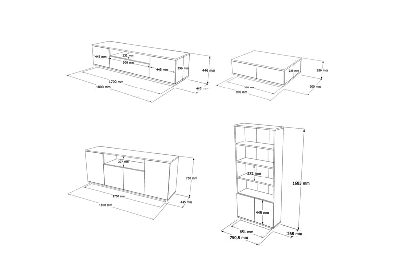 Jaivind Möbelset För Vardagsrum - Brun/Antracit - Möbler - Möbelset - Möbelset för vardagsrum