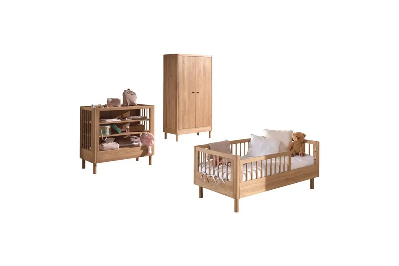 Juniorsäng med skötbord garderob Forrest Ek - Ek - Möbler - Möbelset - Möbelset för sovrum