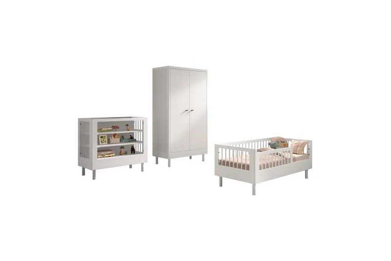 Juniorsäng med skötbord garderob Forrest Vit bok - Vit bok - Möbler - Barnmöbler - Barnmöbelset