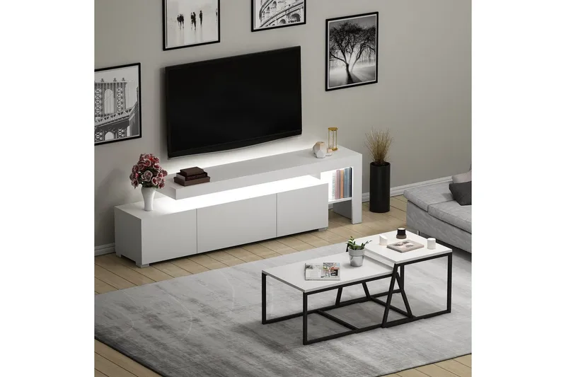 Jurukovo Möbelset För Vardagsrum - Vit - Möbler - Möbelset - Möbelset för vardagsrum
