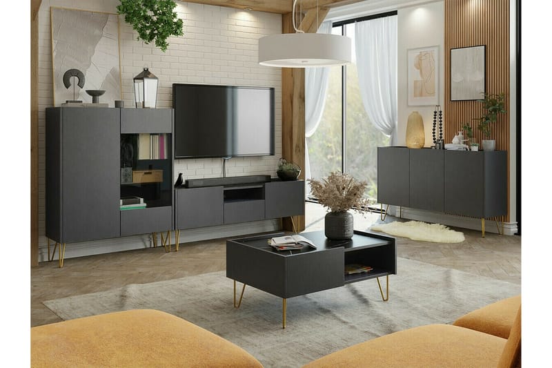Klinkerville Möbelset För Vardagsrum - Grafitgrå - Möbelset för vardagsrum