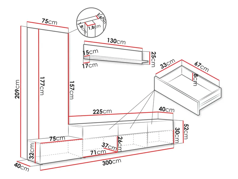 Kyrelon Tv-Enhet - Möbler - Möbelset - Möbelset för vardagsrum