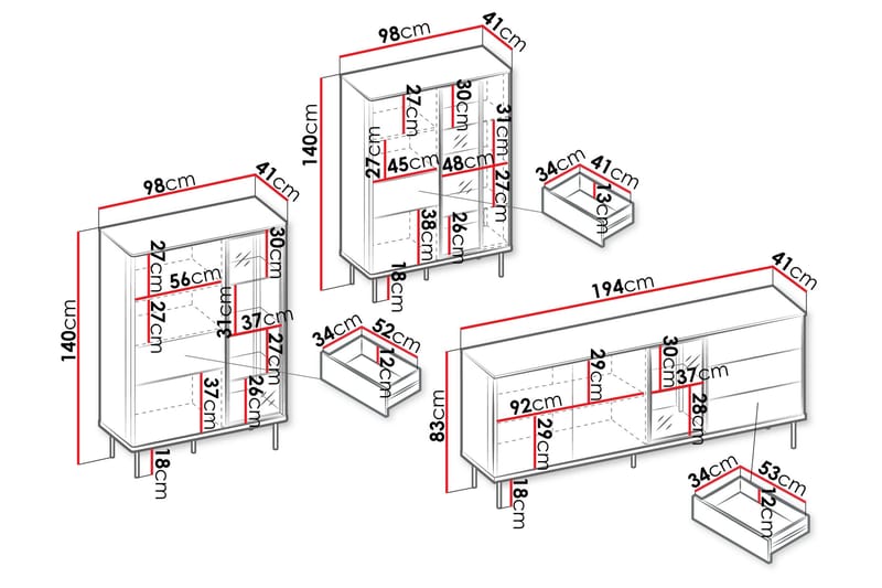 Levisa Möbelset För Vardagsrum - Cashmere - Möbler - Möbelset - Möbelset för vardagsrum