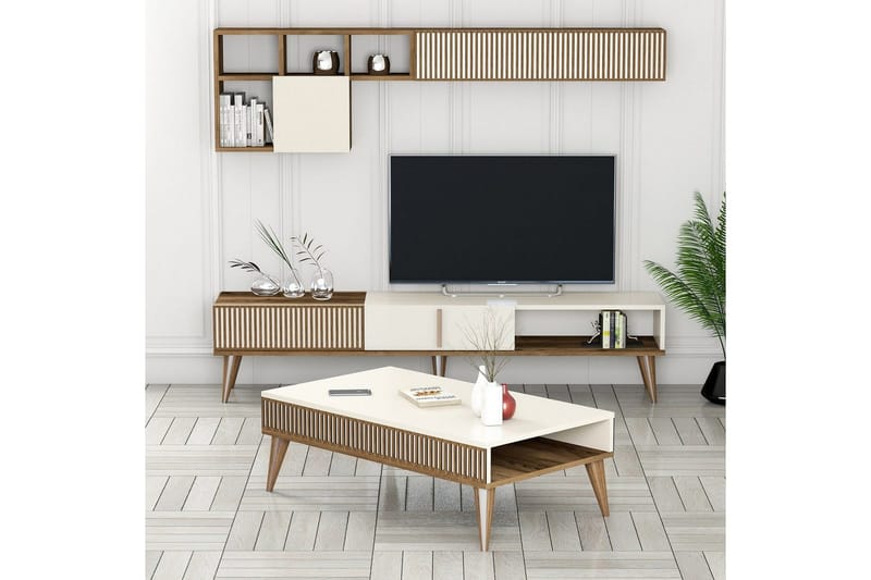 Lissione Möbelset För Vardagsrum, Natur/Vit