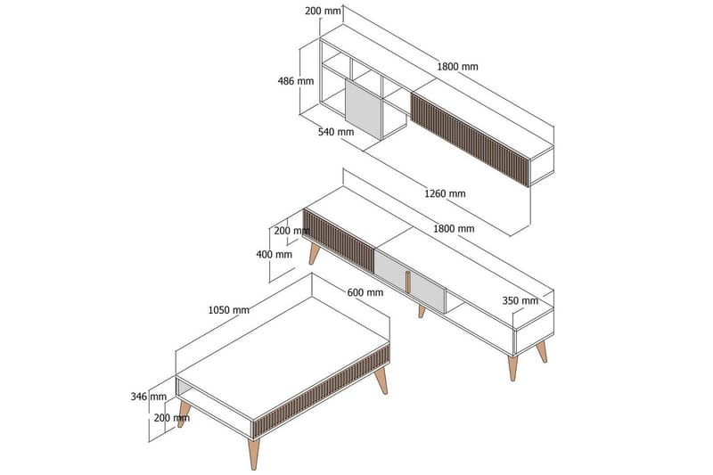 Lissione Möbelset För Vardagsrum - Natur/Vit - Möbler - Möbelset - Möbelset för vardagsrum