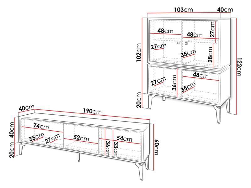 Lorvenn Möbelset För Vardagsrum - Brun/Svart - Möbler - Möbelset - Möbelset för vardagsrum