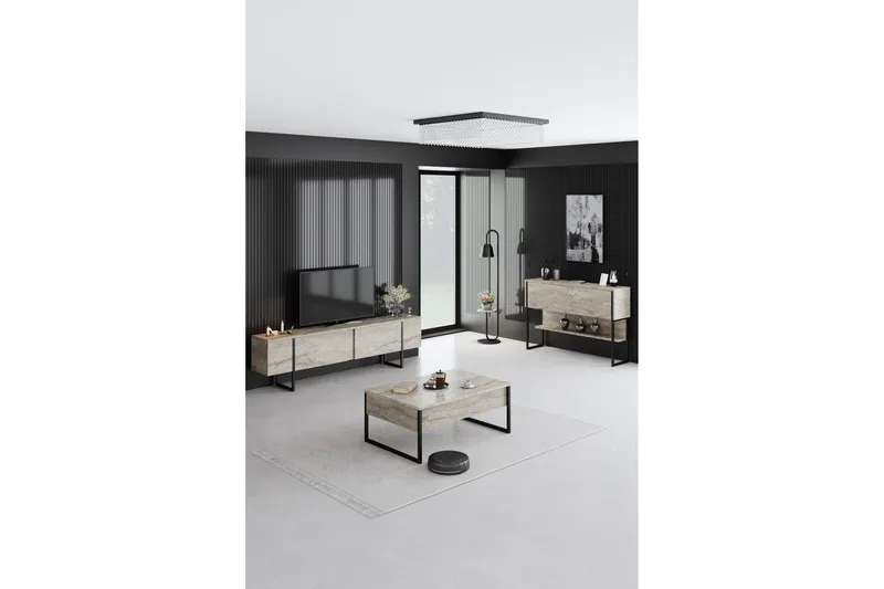 Luxe Möbelset För Vardagsrum - Beige/Svart - Möbler - Möbelset - Möbelset för vardagsrum