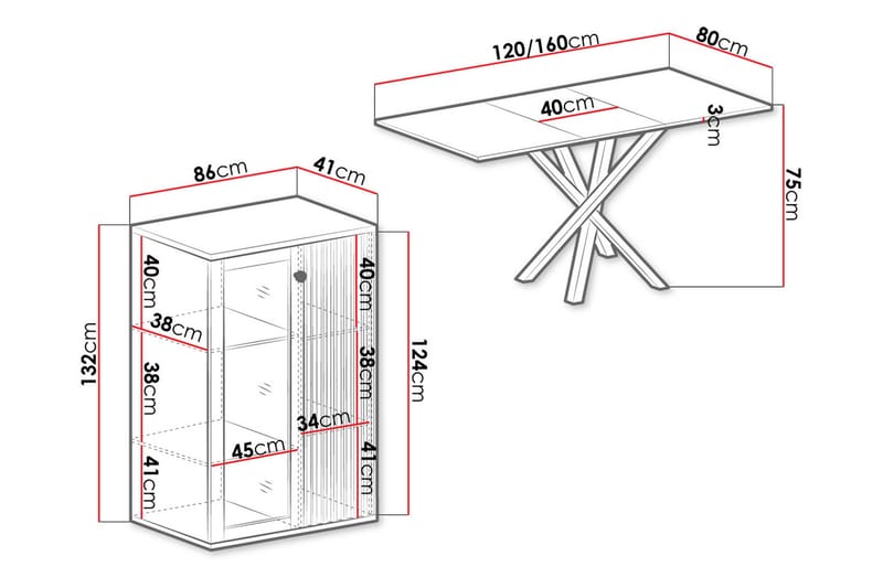 Aldbrough Möbeset för Matplats Vit LED - Trä/Svart - Möbelset för kök & matplats