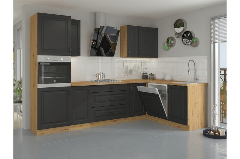 Templemore Möbelset För Kök & Matplats Black/Wood - Möbler - Möbelset - Möbelset för kök & matplats