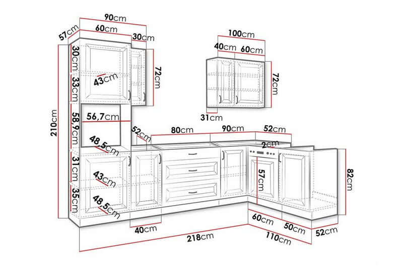 Templemore Möbelset För Kök & Matplats Black/Wood - Möbler - Möbelset - Möbelset för kök & matplats