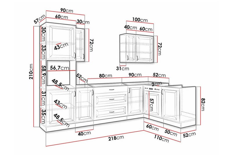 Templemore Möbelset För Kök & Matplats White/Wood - Möbler - Möbelset - Möbelset för kök & matplats
