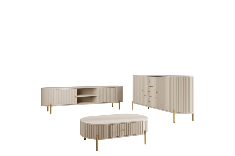 Maggio Möbelset För Vardagsrum - Beige - Möbler - Möbelset - Möbelset för vardagsrum