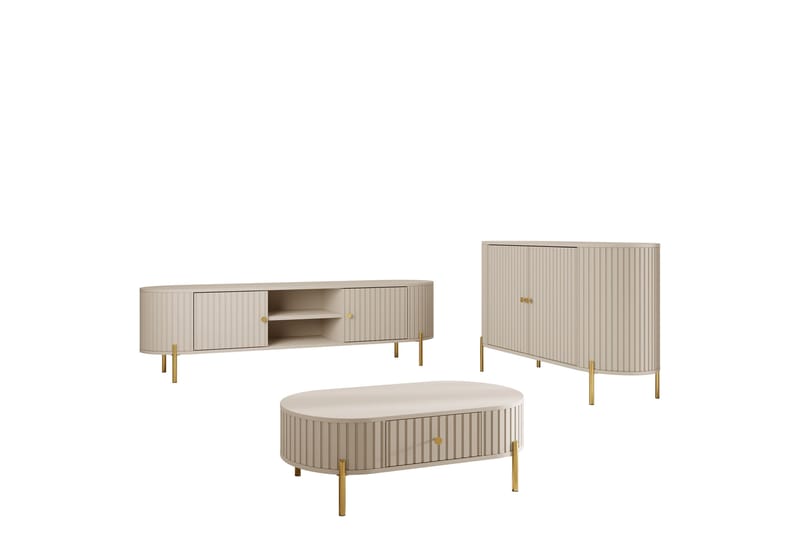 Maggio Möbelset För Vardagsrum - Beige - Möbler - Möbelset - Möbelset för vardagsrum