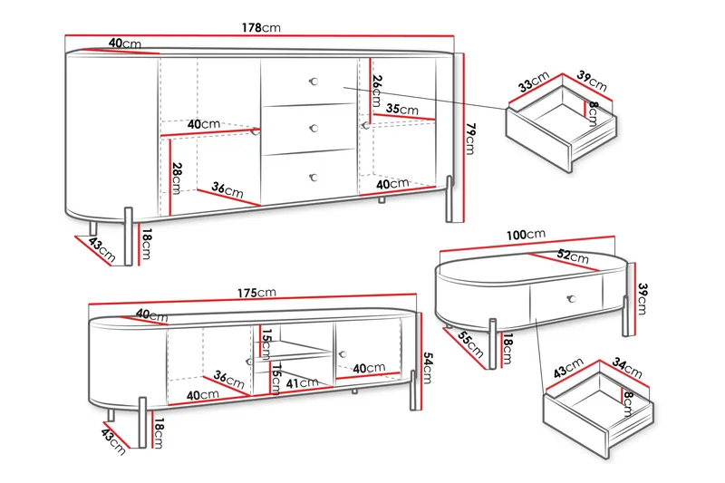 Maggio Möbelset För Vardagsrum - Beige - Möbler - Möbelset - Möbelset för vardagsrum
