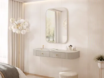Maggio Sminkbord med spegel 123 cm - beige - Möbler - Bord & matgrupper - Sminkbord & toalettbord