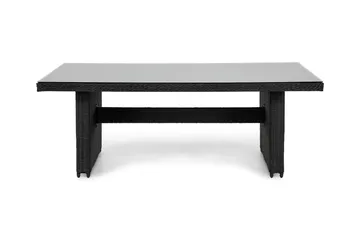 Marcus Stort Matbord Utomhus 200x100 cm – Utebord i konstrotting med glasskiva för Uteplats och Trädgård - Svart - Utemöbler - Utebord & trädgårdsbord - Matbord utomhus