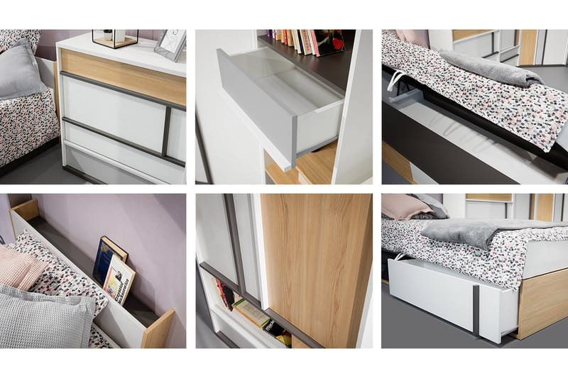 Metropolitan Möbelset För Sovrum - Brun/Vit/Ljusgrå/Svart - Möbler - Möbelset - Möbelset för sovrum