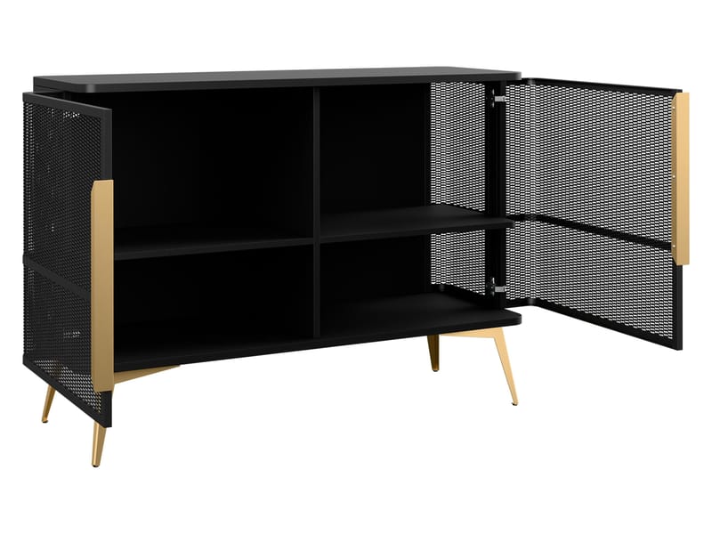 Mireva Möbelset vardagsrum - Tv-bänk, vitrinskåp och skänk - svart, guld - Möbler - Möbelset - Möbelset för vardagsrum